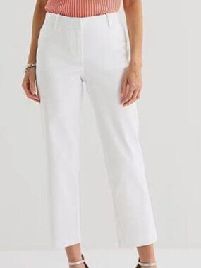 NWT Liz Claiborne Emma Mid-Rise Slim Leg Ankle Pants White Size 10